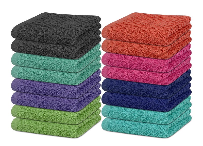 ZUPERIA Zigzag Wash Cloth -16 Pack -12"" x 12""- Highly Absorbent Soft Washcloths for Face, Gym Towels, Hotel Spa Quality, Reusable Multipurpose Towels (Assorted) - Image 2
